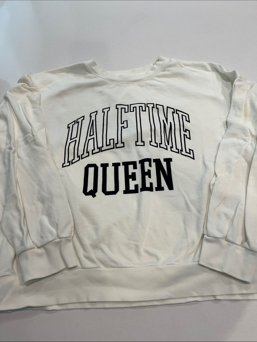 White Crow HALFTIME QUEEN Cream Graphic Sweatshirt
